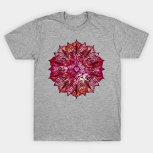 Burnt Orange Paint Pour Mandala T-Shirt